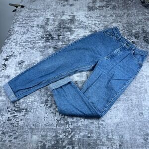 Vtg Lee Womens 29x33 Jeans 90s Solid Blue High Waisted Mom Regid Denim USA